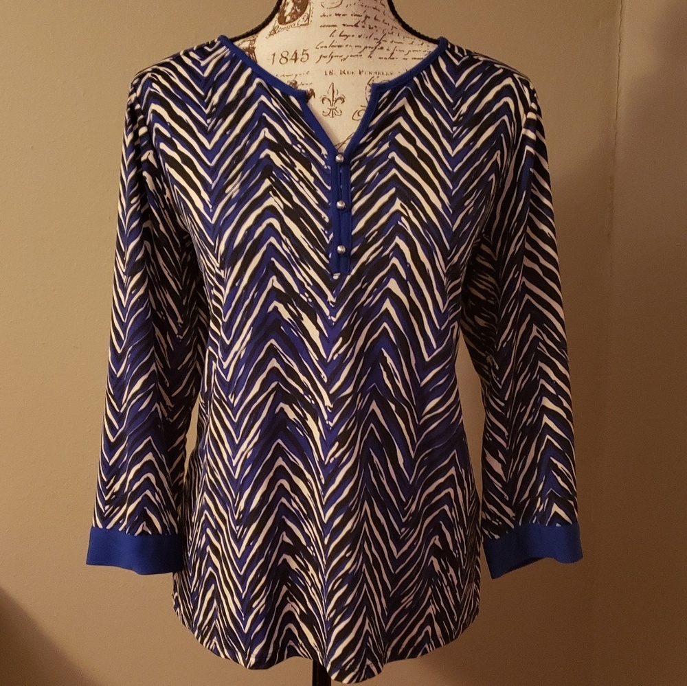 Blue/black Zebra print Blouse